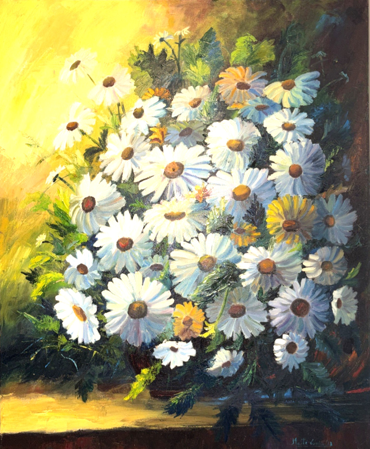 Original Oil Painting 31.5″x39.5″ Still life, Flowers, Bouquet, Artist Signed