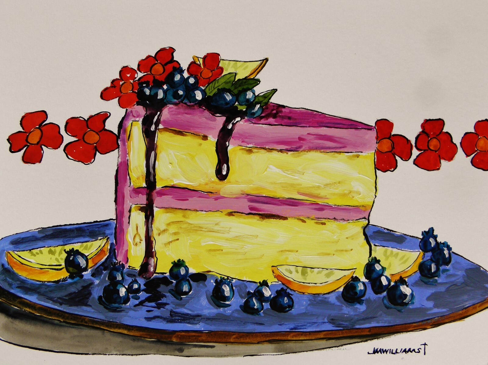 Original Bakery Sketch Cake Food Watercolor Impressionism