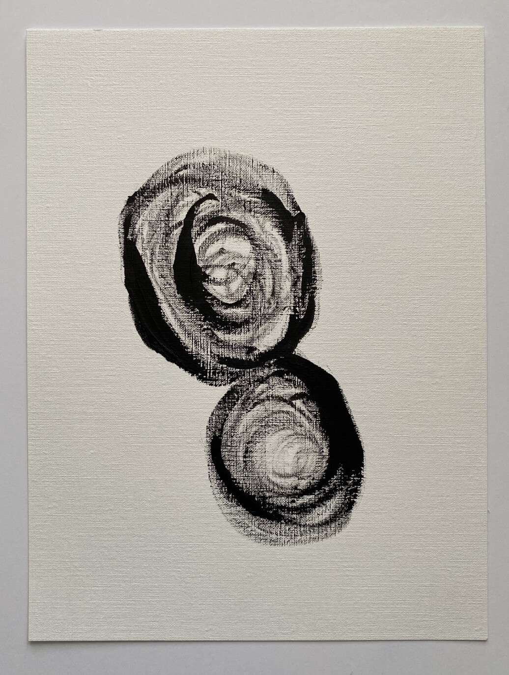 Abstract Acrylic Original Painting On Canvas Paper 9X12 Wall Art Black White