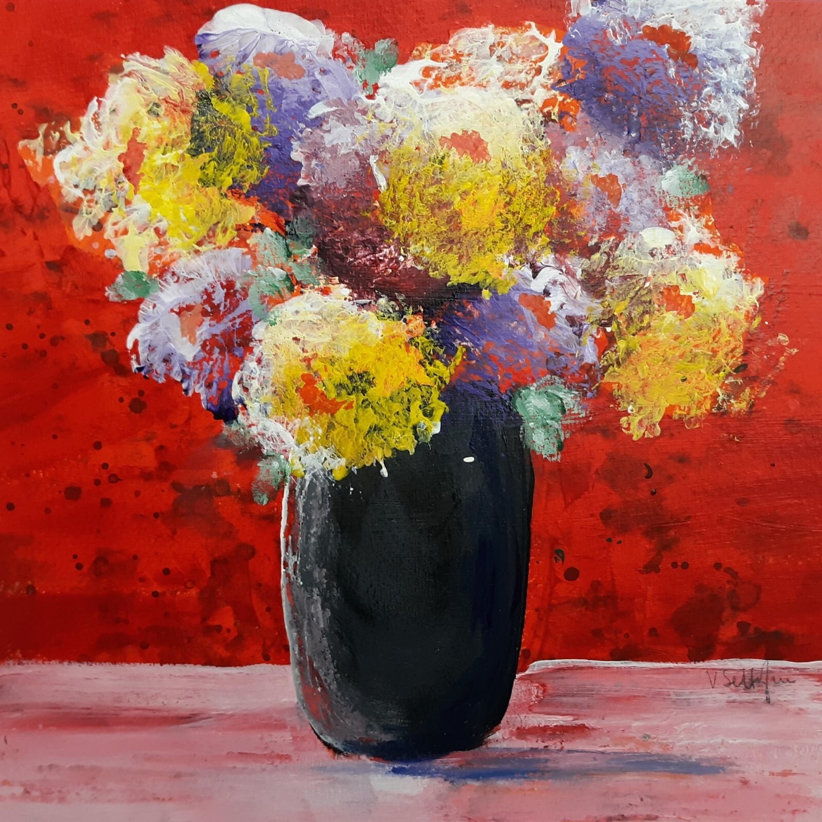 Boho Floral Art Abstract Flower Acrylic Painting Original Modern Impressionism