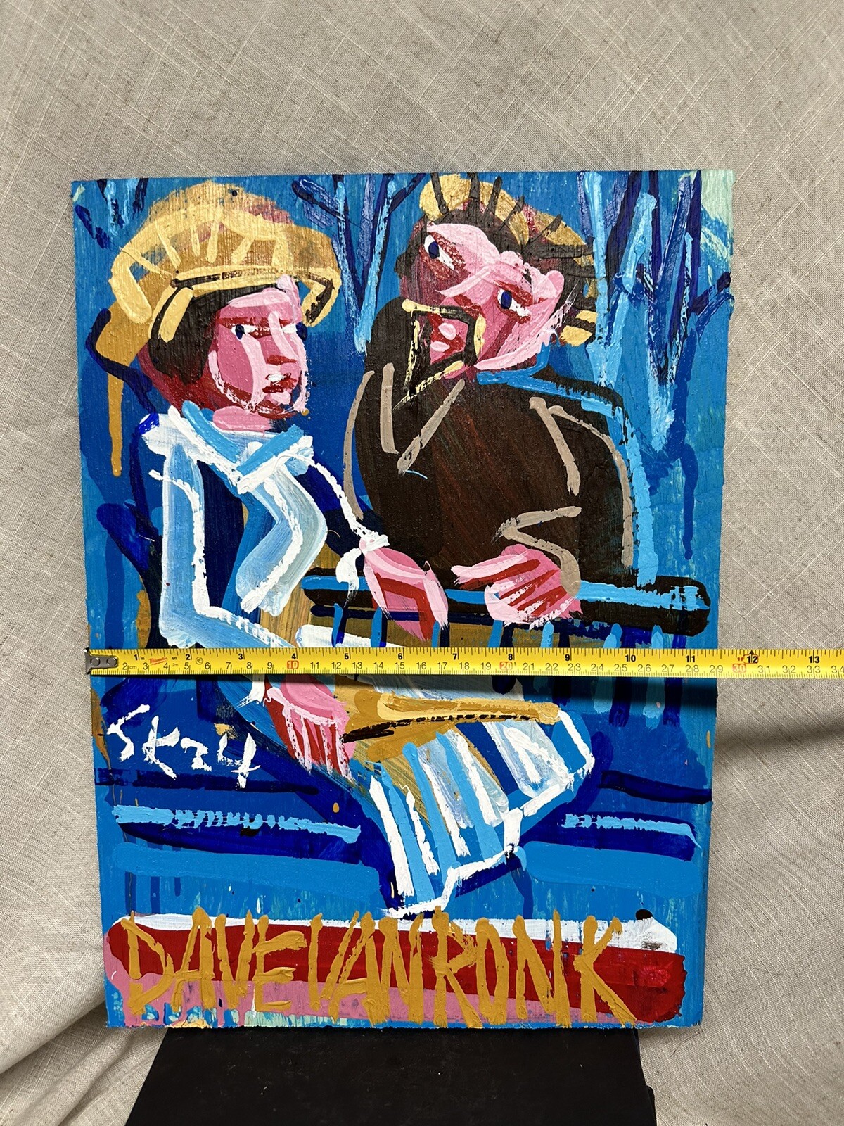 STEVE KEENE HANDPAINTED ORIGINAL 2024 on Plywood 15×12 Dave Van Ronk Folk Singer