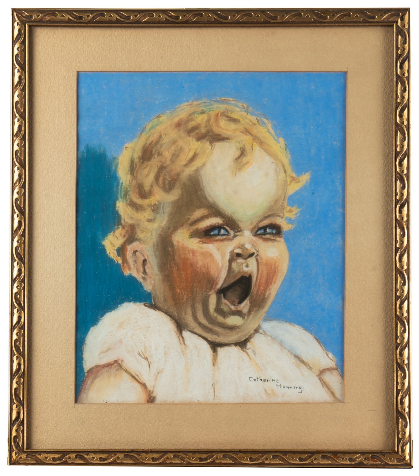 Antique 1924 Portrait of a Baby, by Child Artist, Catherine Manning (1915-1925)
