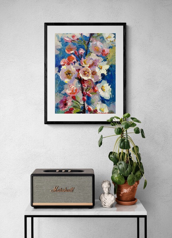 Flowers painting Original artwork Impressionism Oil on canvas by E Chernyakovsky