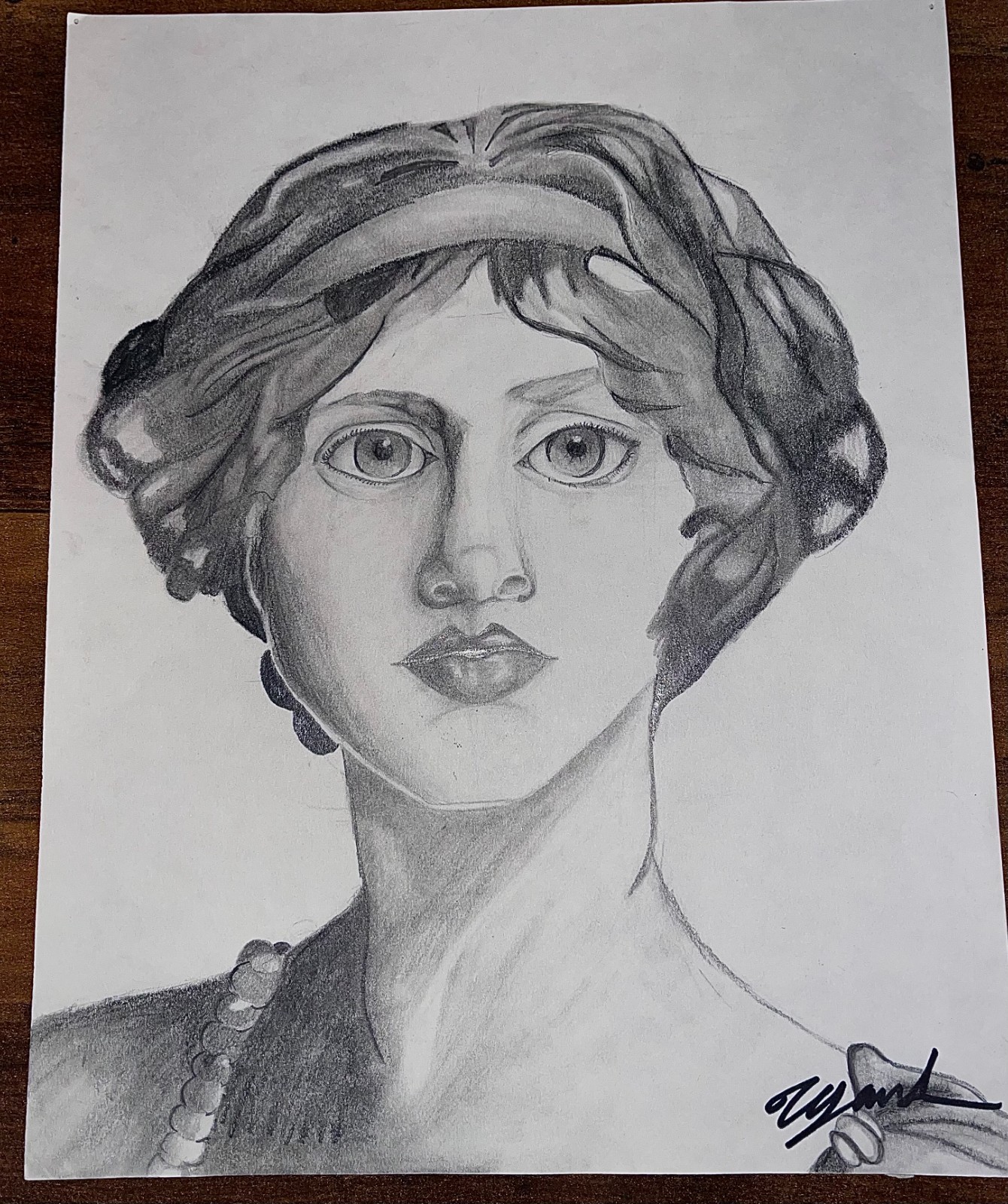Original Portrait Sketch Signed 9×11.5 Female Figure:»Mona»