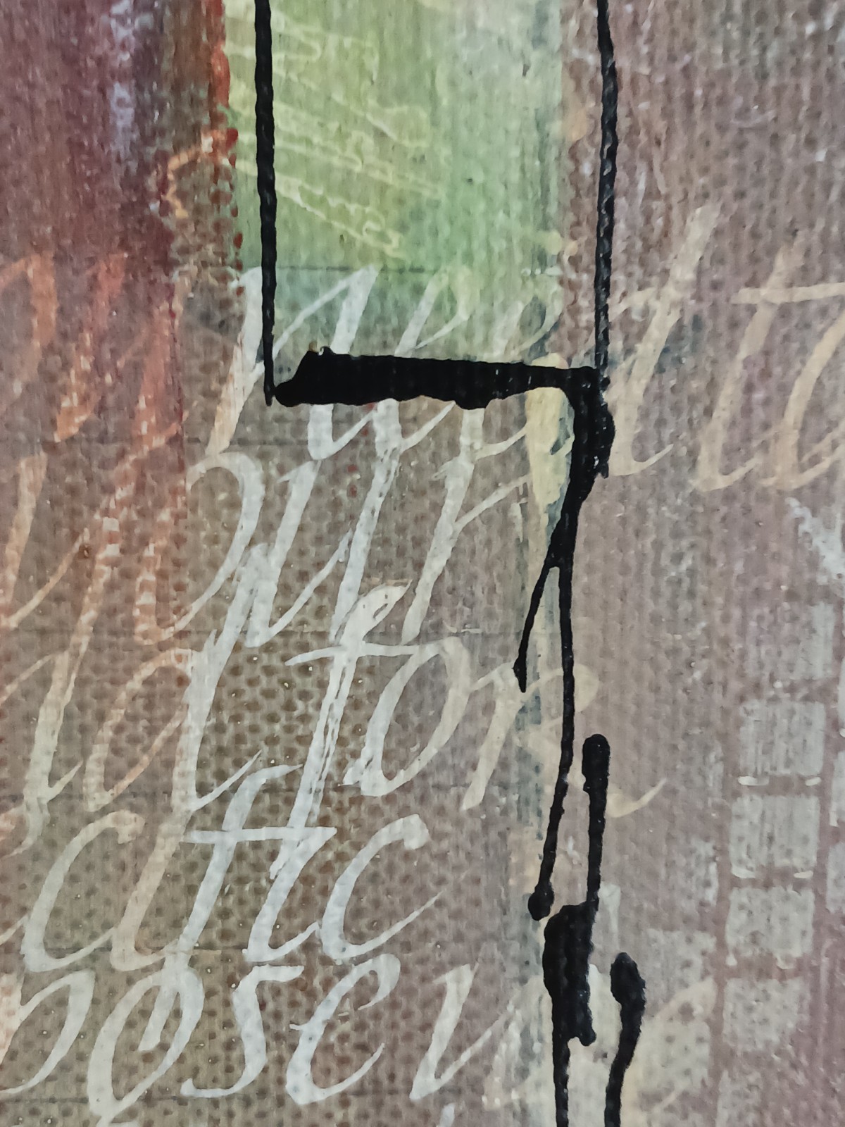 Abstract Painting metal, calligraphy, «Truth and Beauty 2» studio $550 2015