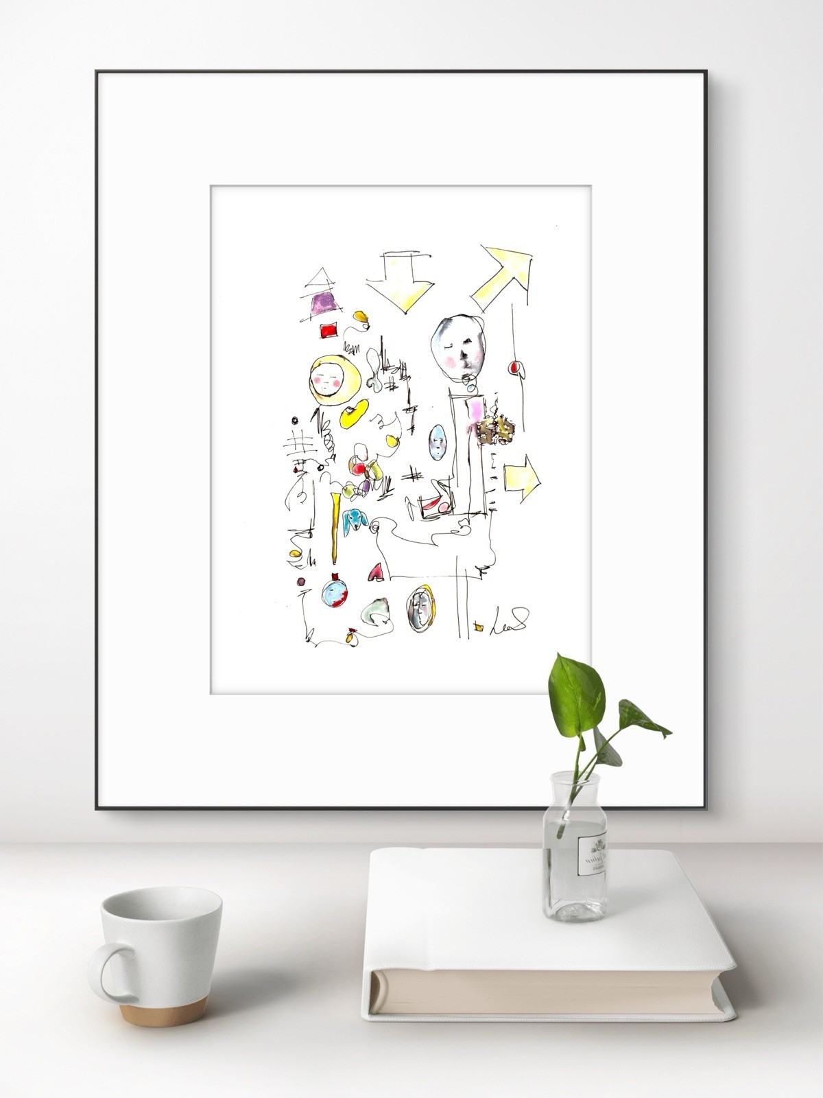 SAMATOWIC Original Whimsical Abstract Expressionism 9X12 Paper Handmade Signed