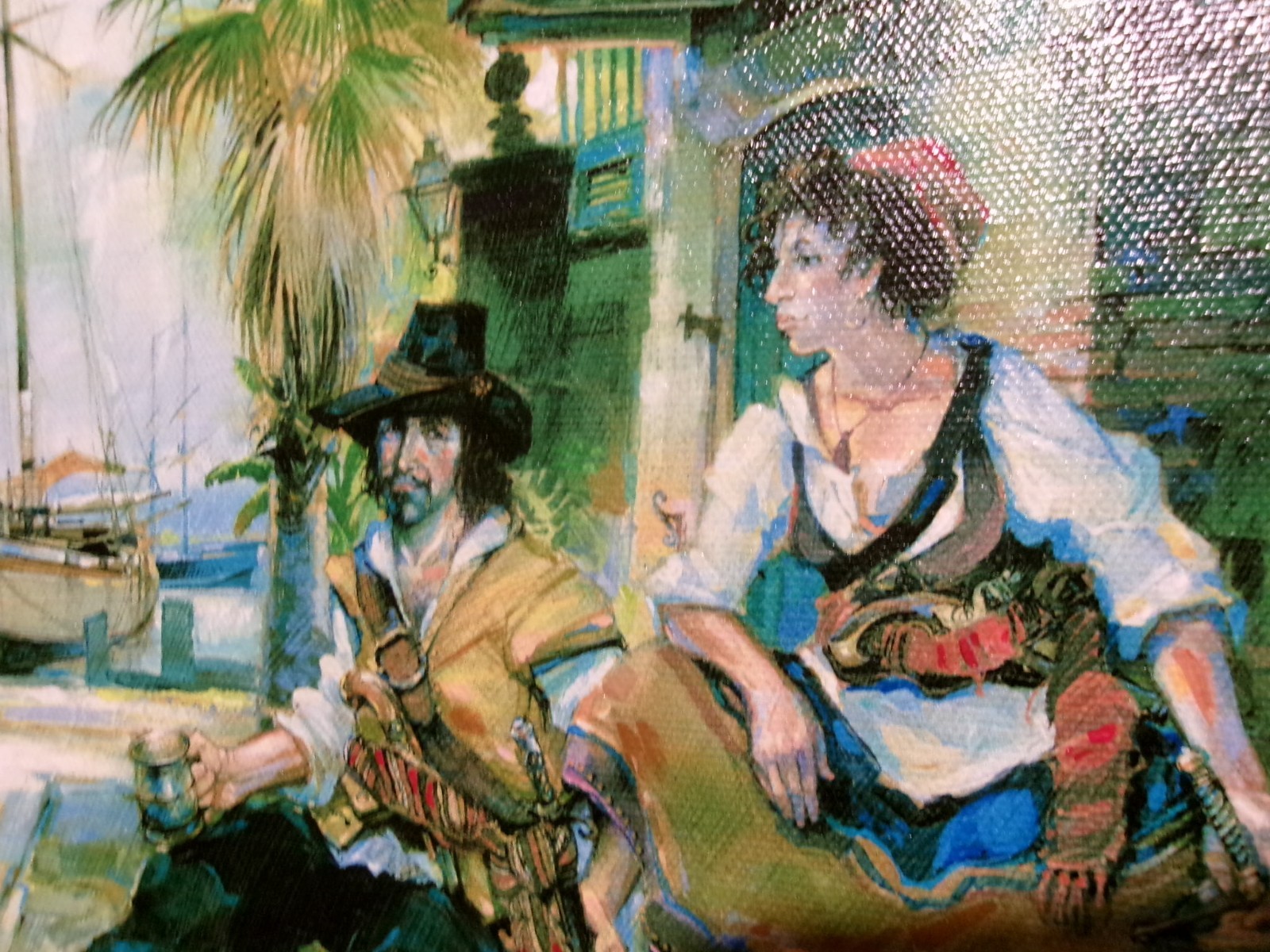 TOMMY G THOMPSON «WAITING FOR LAFITTE» 13/450~FRAMED OIL PAINTING W/ CERTIFICATE
