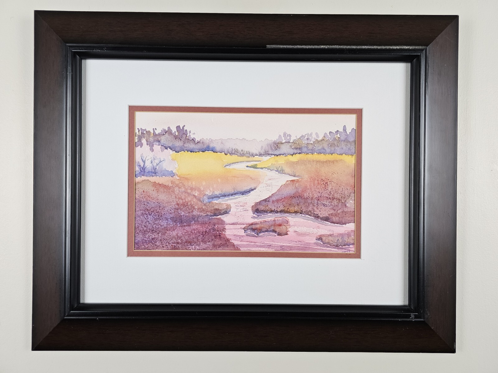 Vintage Original Watercolor Painting 20×16 Framed Landscape Art