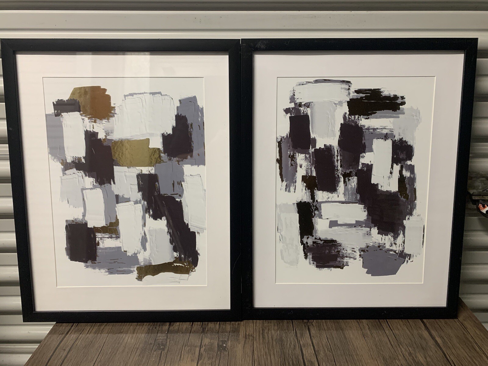 Hand Painted Abstract Wall Art – Black Frame 2 Set (20x16x1,5in)