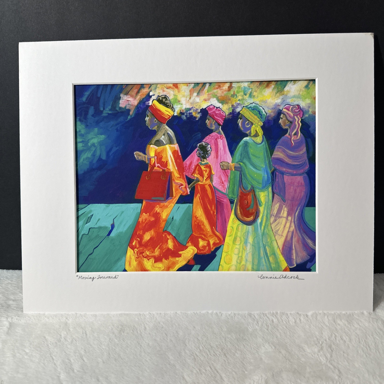 Connie Adcock “Moving Forward” Original Painting 9.5” x 7.5” Matted Signed