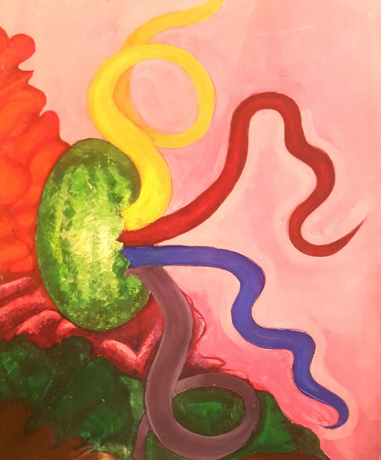 «Primary Explosion» Original Surrealist Painting, Acrylic on Canvas, 24″ x 20″