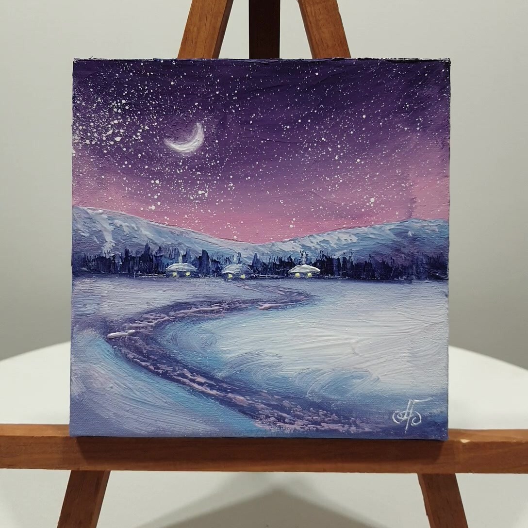 Ukraine Artist Original Winter Landscape Painting Wall Art Decor Gift Signed