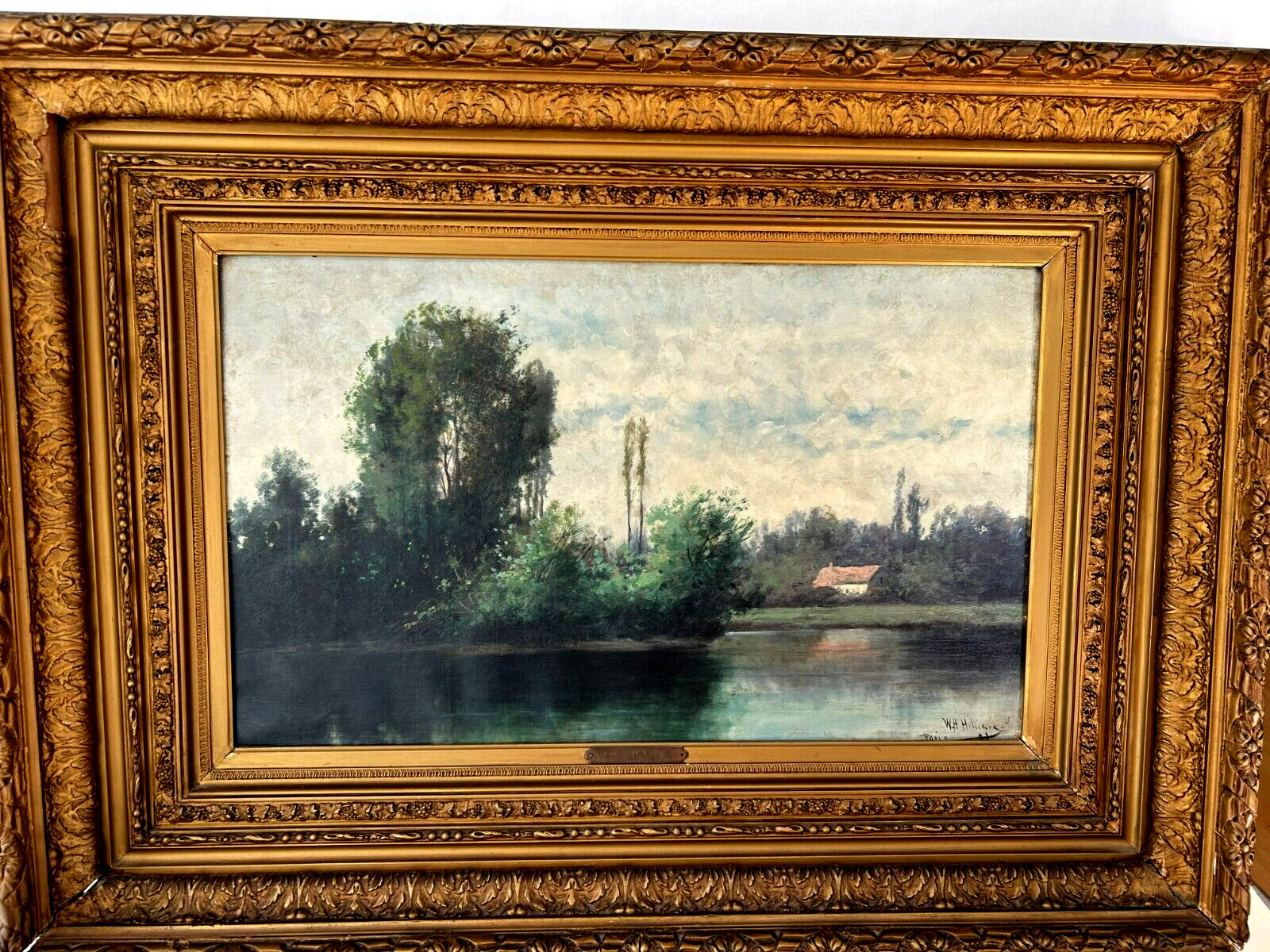 William Henry Hilliard , New York (1836-1905) 0 o/c Landscape signed Paris