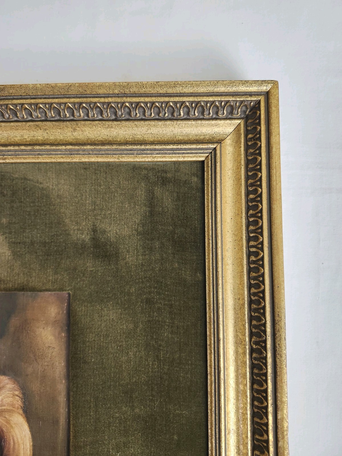 Vintage European Oil Painting Romantic Couple Ornate Gold Frame Velvet Mat 27×24