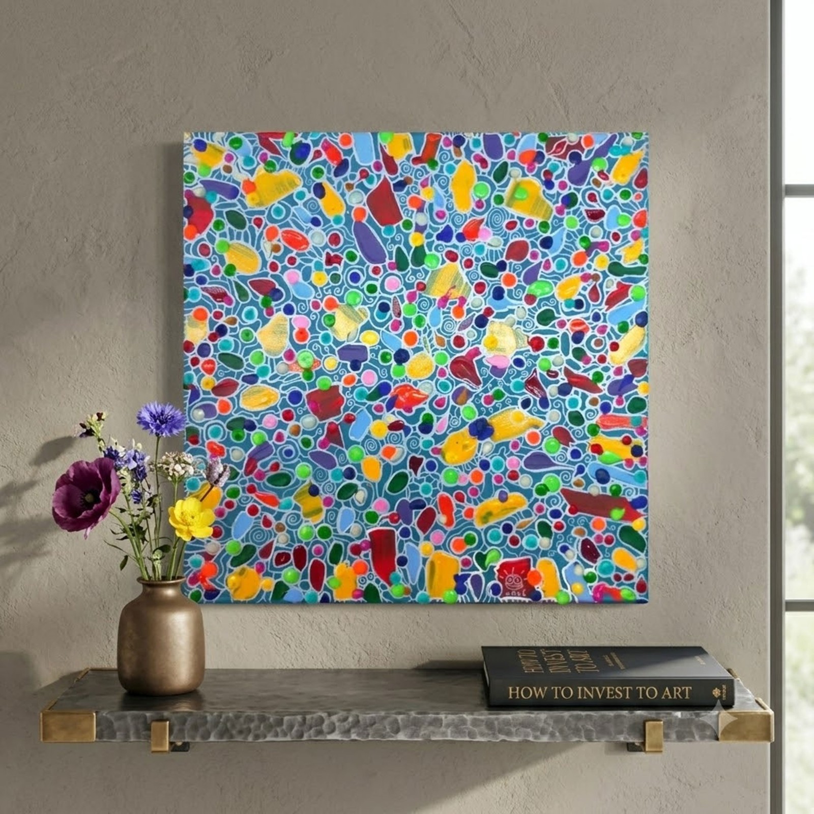 Glow in Dark, UV light active, Hand-painted Original 50×50 cm, 19,68×19,68 in