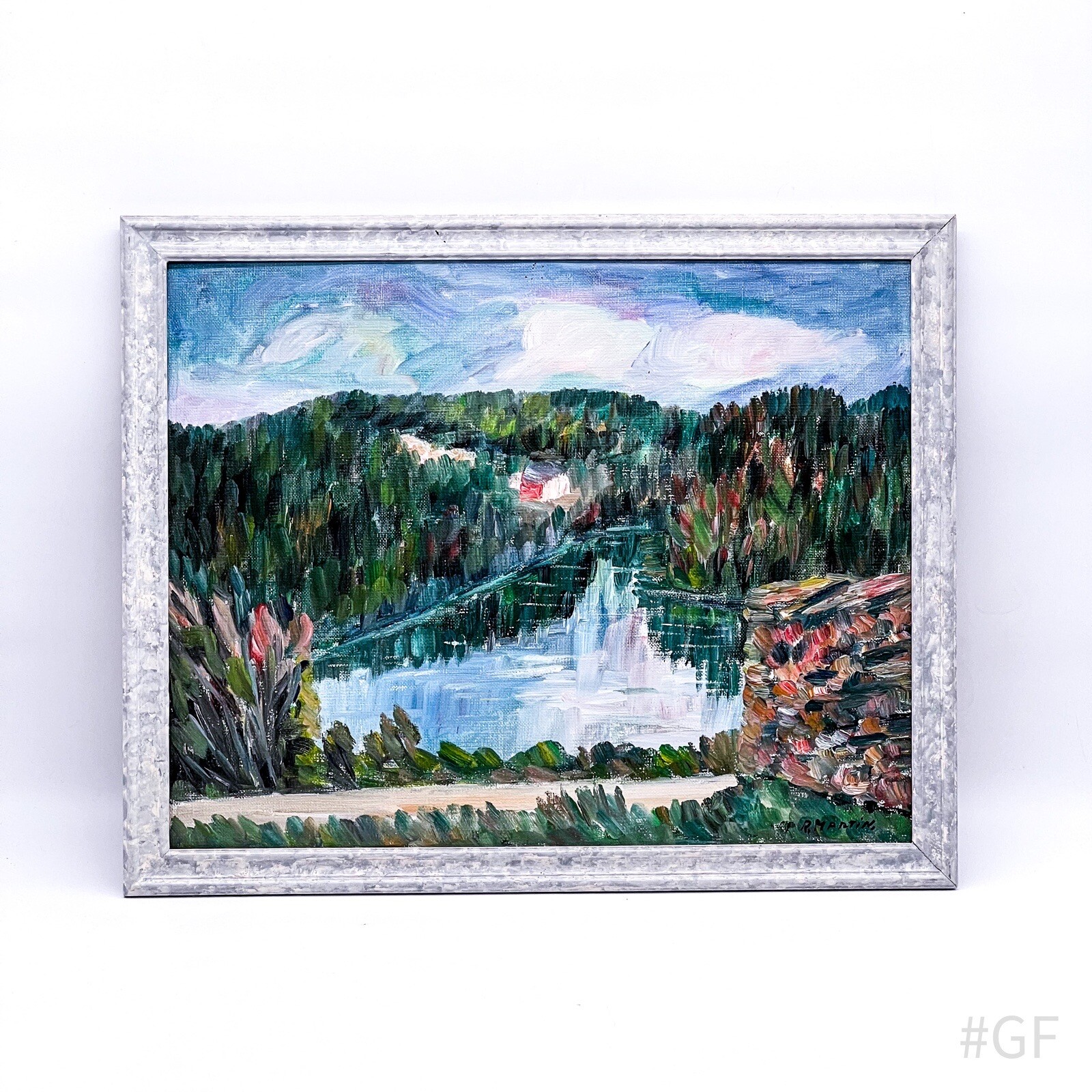 Vintage Ölgemälde gerahmt, mit Bilderrahmen signiert R. Martin | 43x53cm