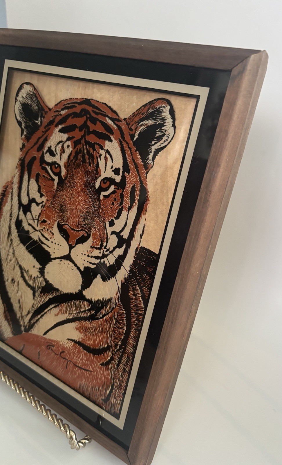 Rare 2 Framed Reverse On Glass Tiger& Lion Lulu’s Inc Vintage 77 Wall Art Retro