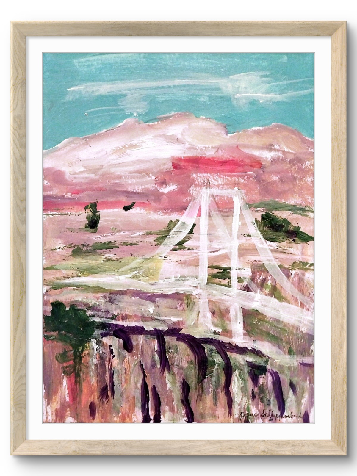 Mountains Modern Colorful Landscape Original 9×12 Signed Paper Acrylic Wall Art