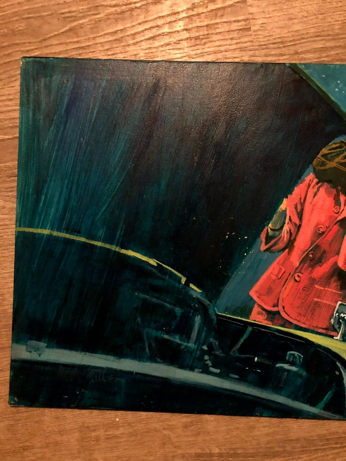 Published Pulp Illustration Painting Woman Broken Down Car Attacked By Man Knife