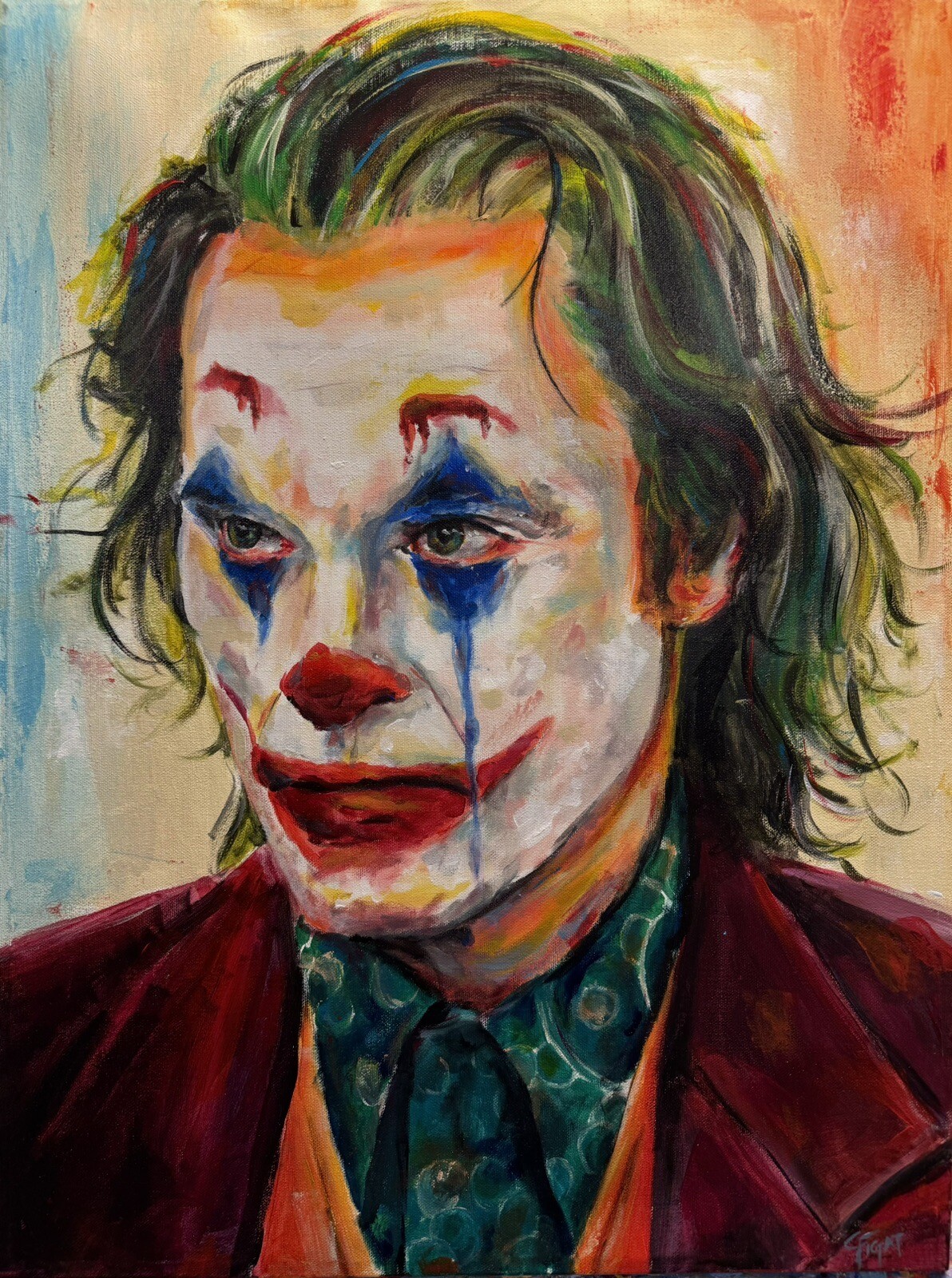The Joker – Acrylic On Canvas Original Colorful Painting Joaquin Phoenix Batman