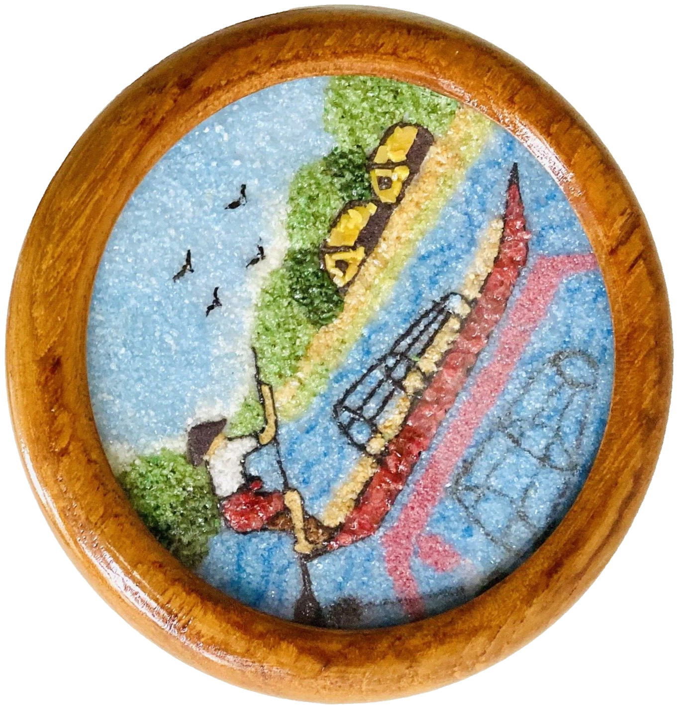 Crystal Mosaic 4″ Small Framed Art Fishing Beach Boat Gondola Tiny Home Bird MCM