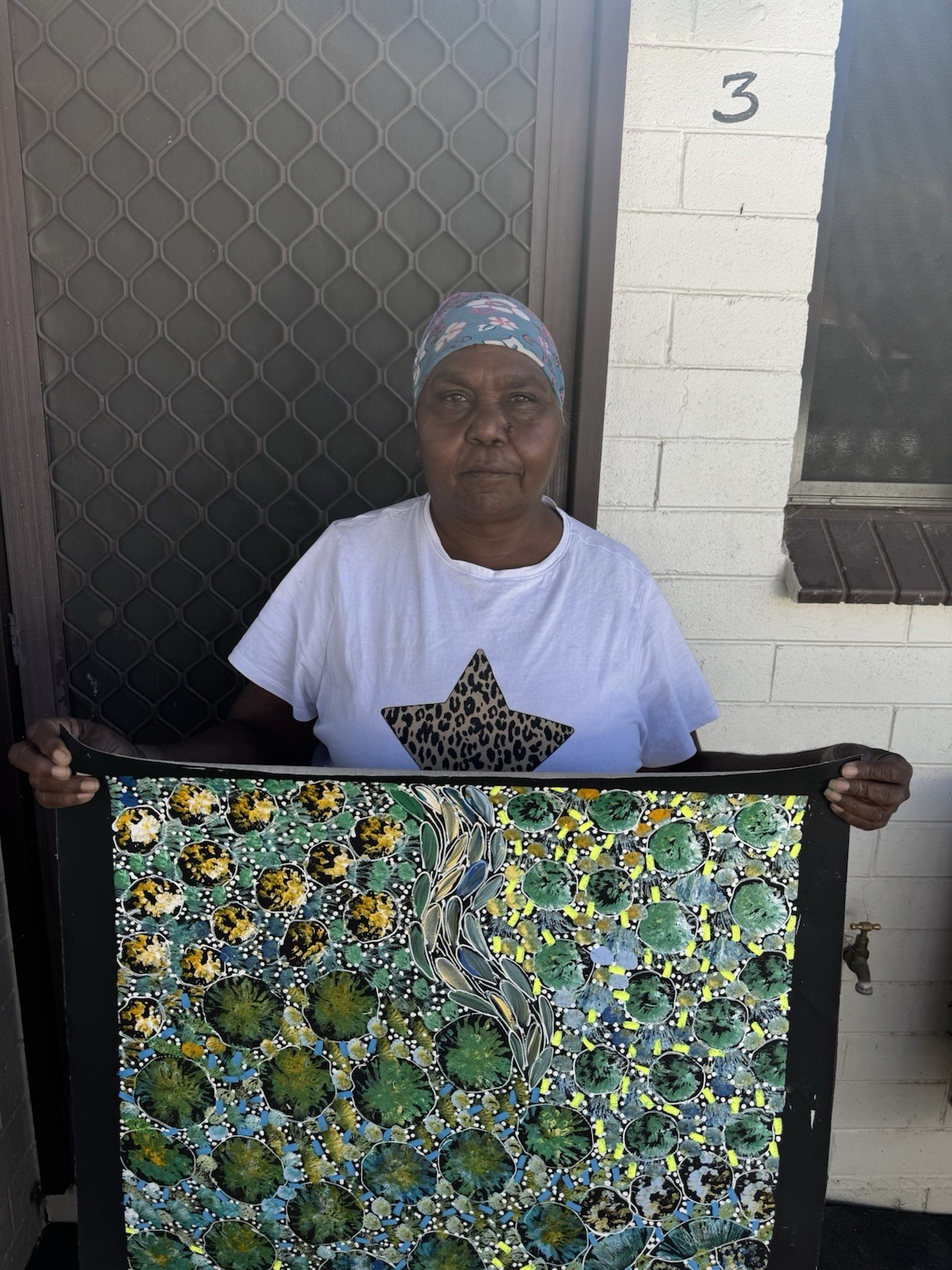 Rachael Nambula. Authentic Aboriginal Art. Size 110cm x 60cm,Pencil Yam