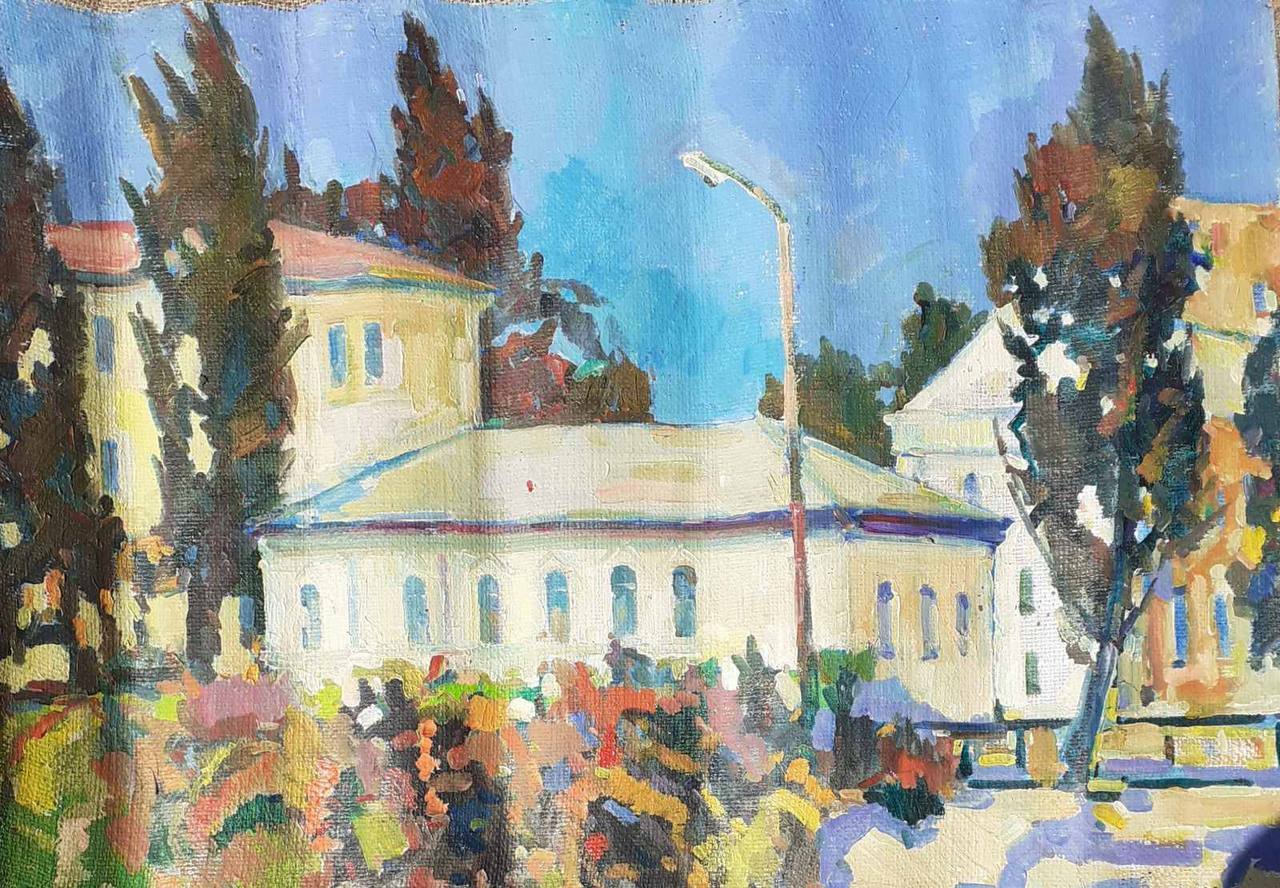 Oil Hand Painting Canvas White Houses Tovpev P Original Unframed Decor nDobr800