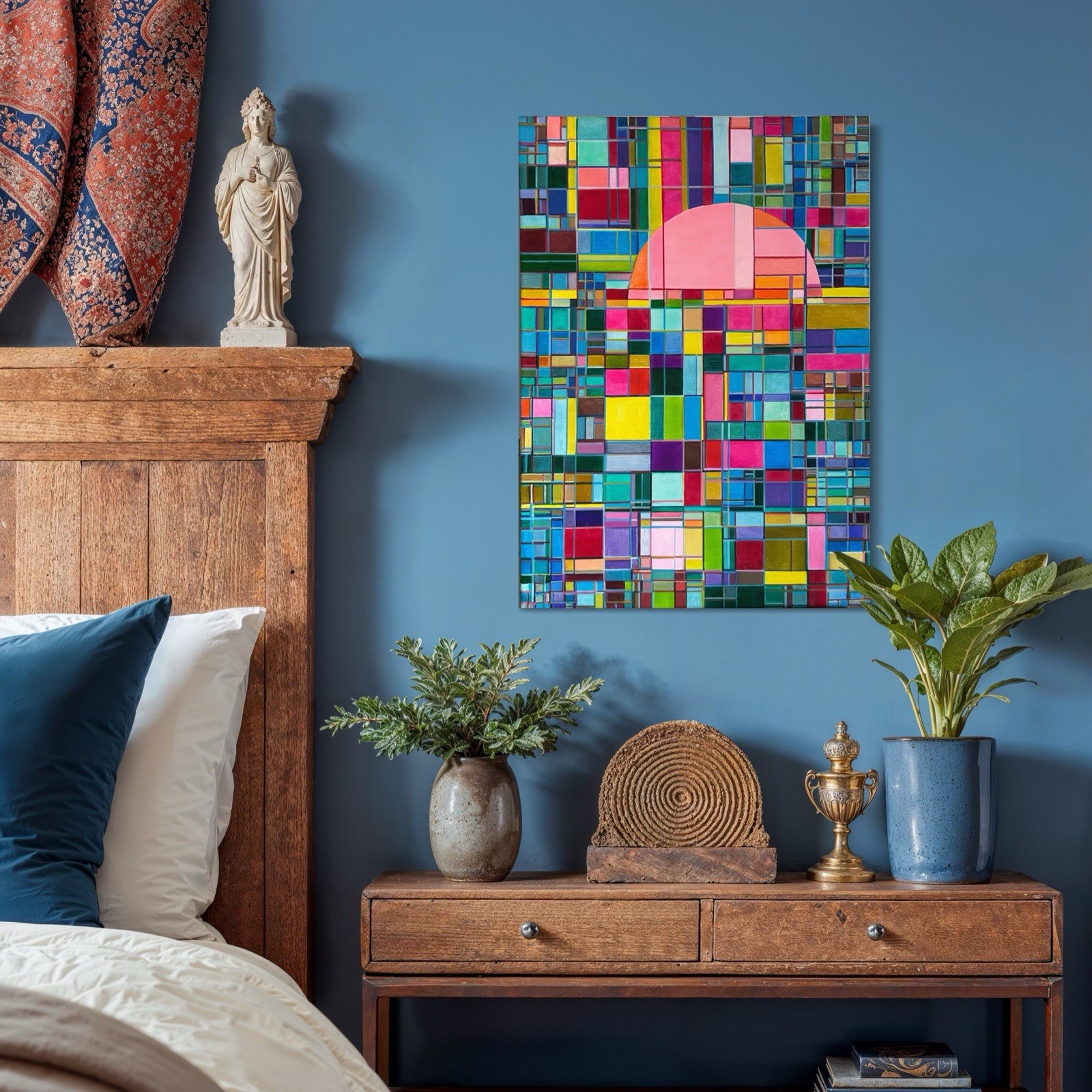 Abstract Geometric Sunset 50x70cm Colorful Modern Art Original Canvas