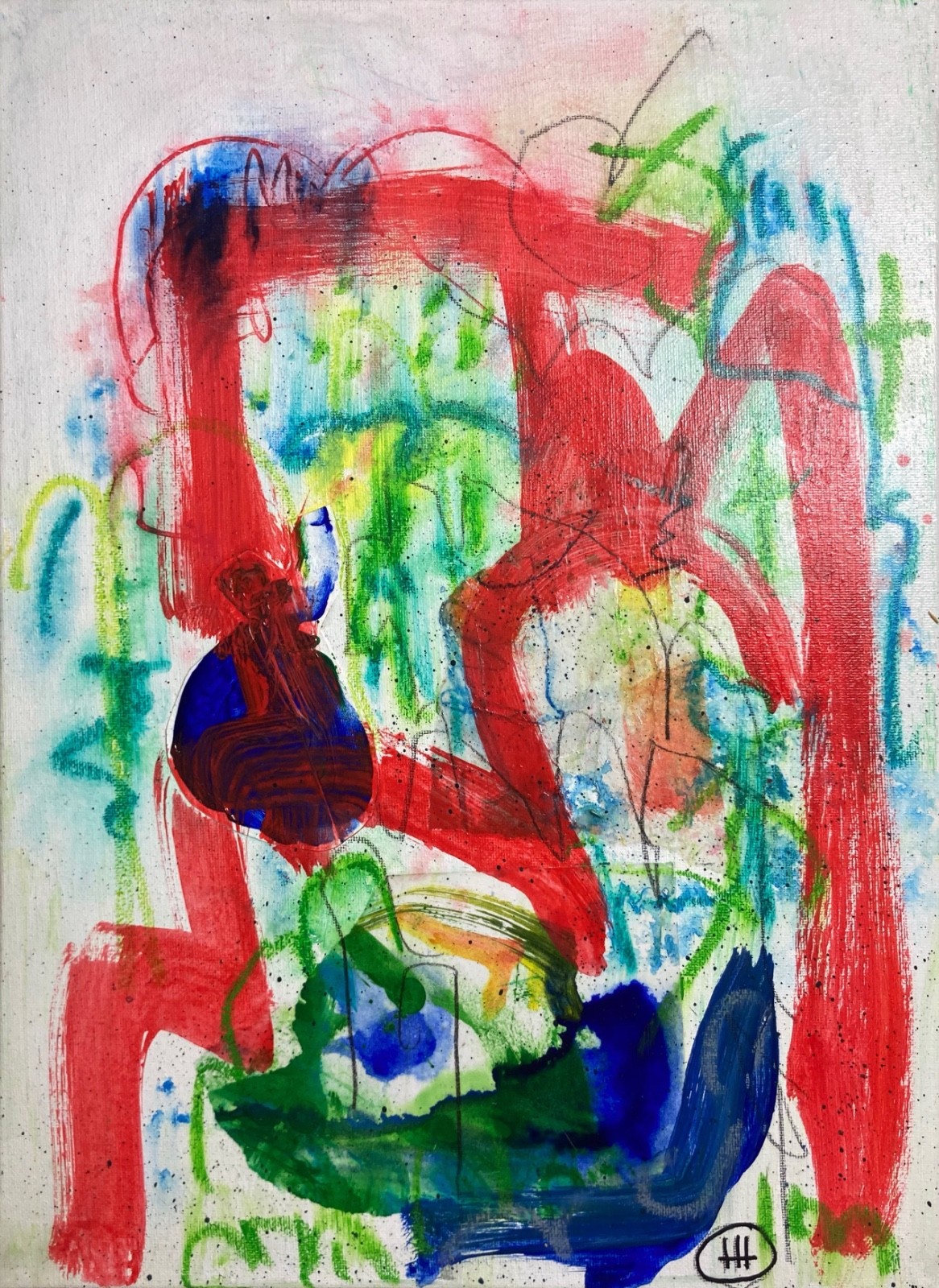 Original Colorful Abstract 12×16 Canvas Acrylic Painting, Holly Hammond