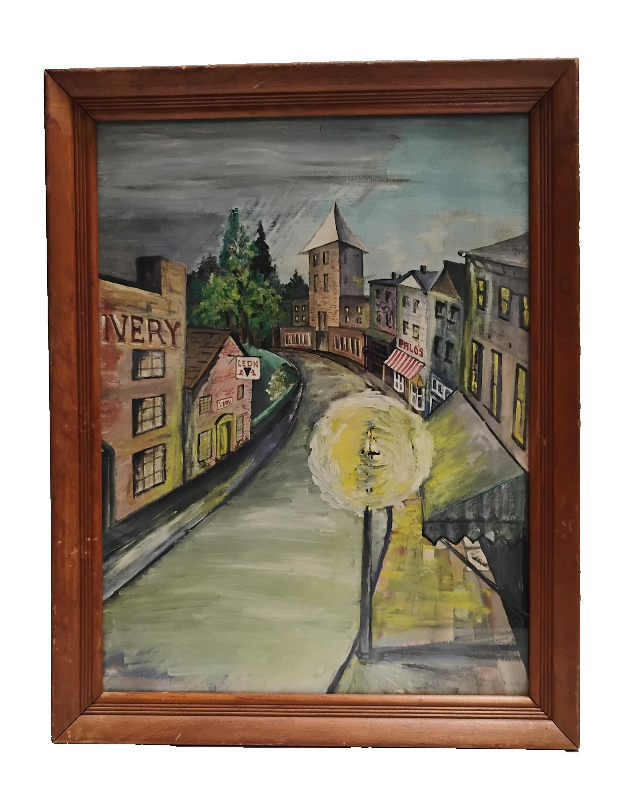 VTG Expressionist Gouache On Paper Painting French Street Scene Unsigned 18X14