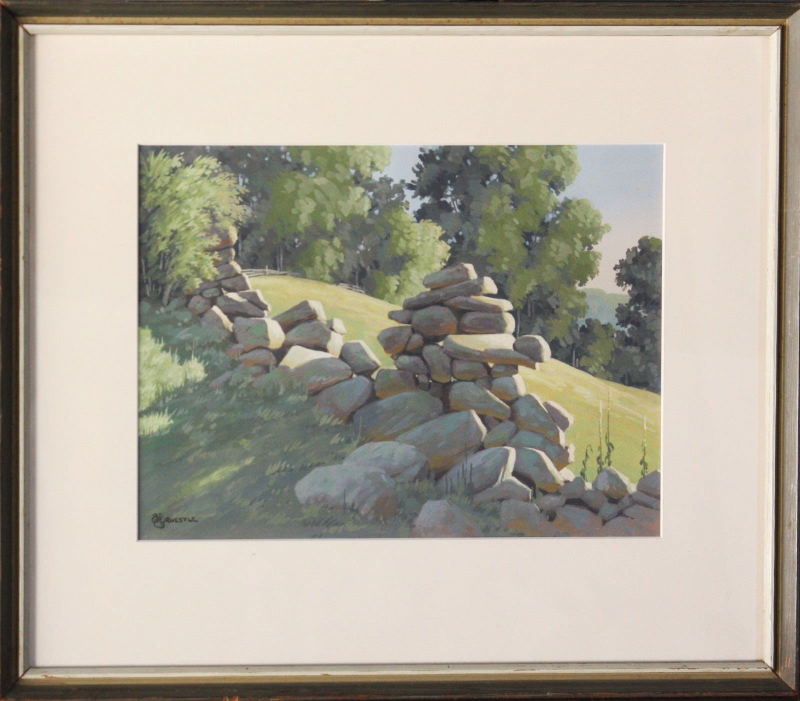 Connecticut Landscape Gouache on Paper by Bertram Bruestle (1906 – 1968)