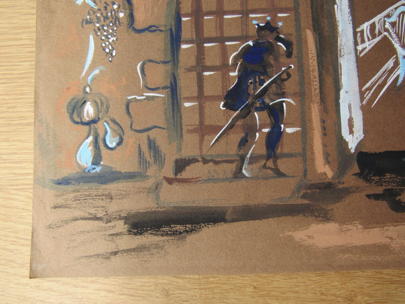 Opera Decor Gouache Drawing Signed by Jacques André Brégère set design painting