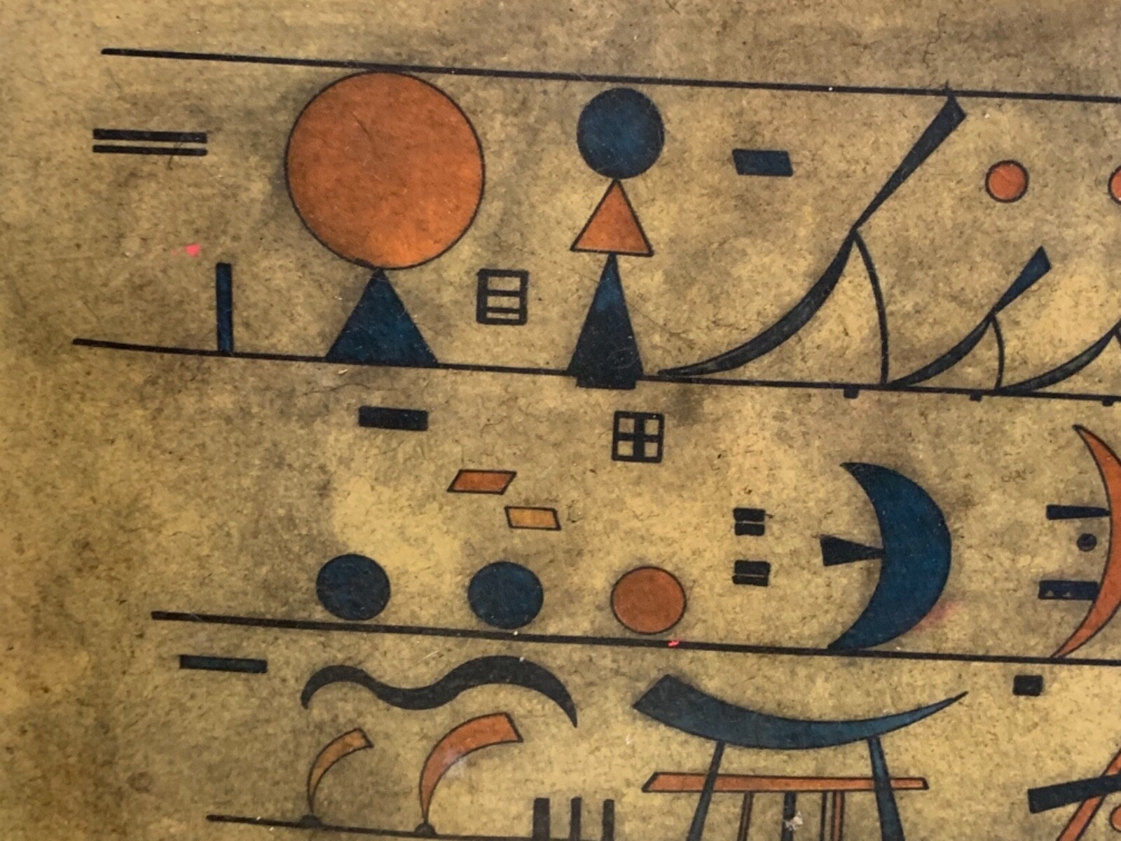 Antique “Zeichenreihen” Painting Reproduction Print After Wassily Kandinsky
