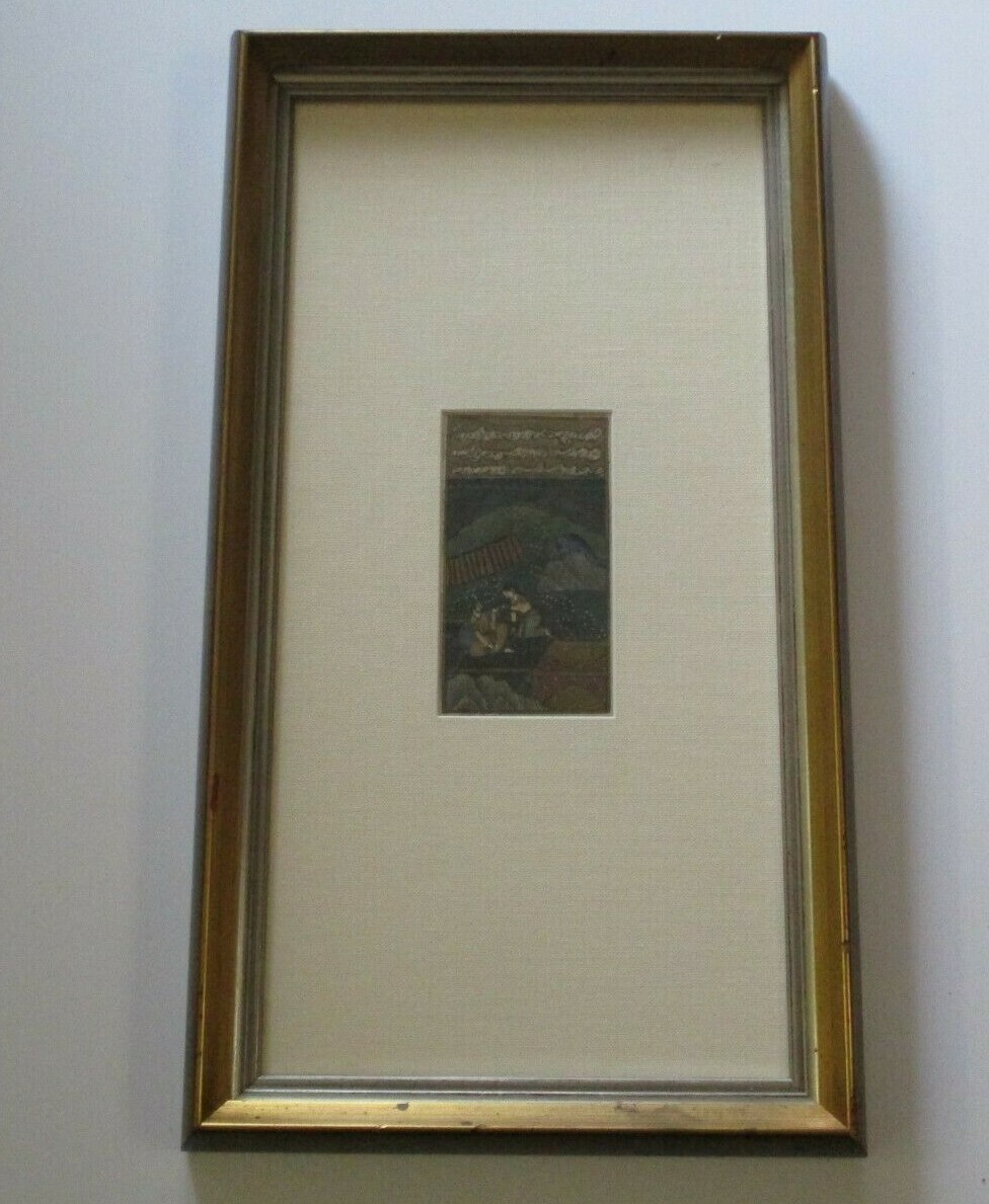 VINTAGE ANTIQUE INDIAN MANUSCRIPT PAINTING MOGUL BIBLE PAGE ICONIC RELIC OLD