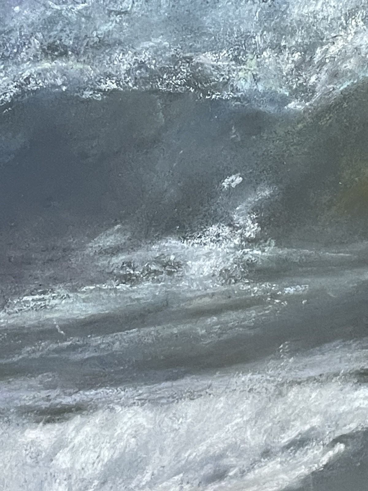 Listed Artist Jannene Behl (b. 1946) Beautiful Pastel Painting Of Ocean Waves