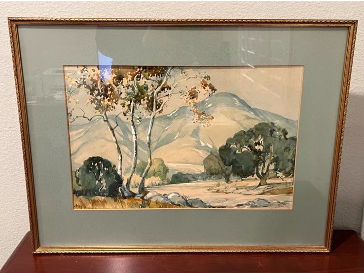 1936 Plein Air Watercolor of CA by John Earle Coolidge / ~12 x 18” / Framed
