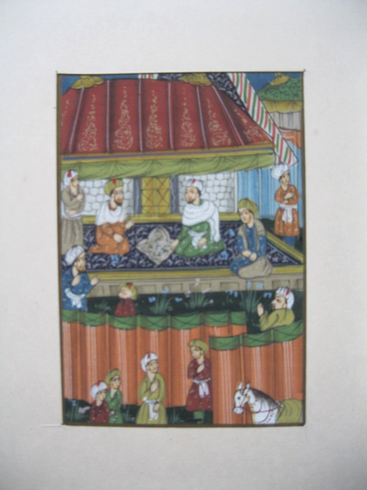 Vintage MOGUL COURT INDIA MINIATURE PAINTING ON SILK #5