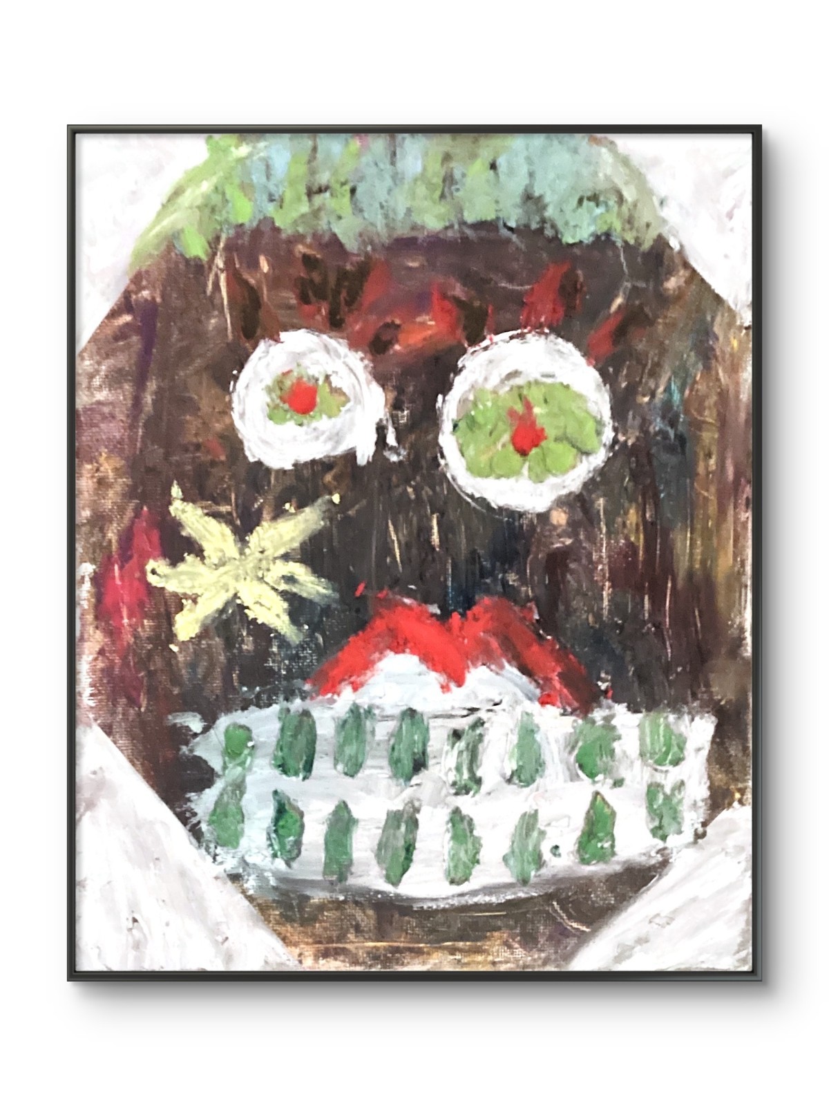 NEW Neo Expressionism Original Textured Messy Face Smile Teeth 8×10 Canvas Panel