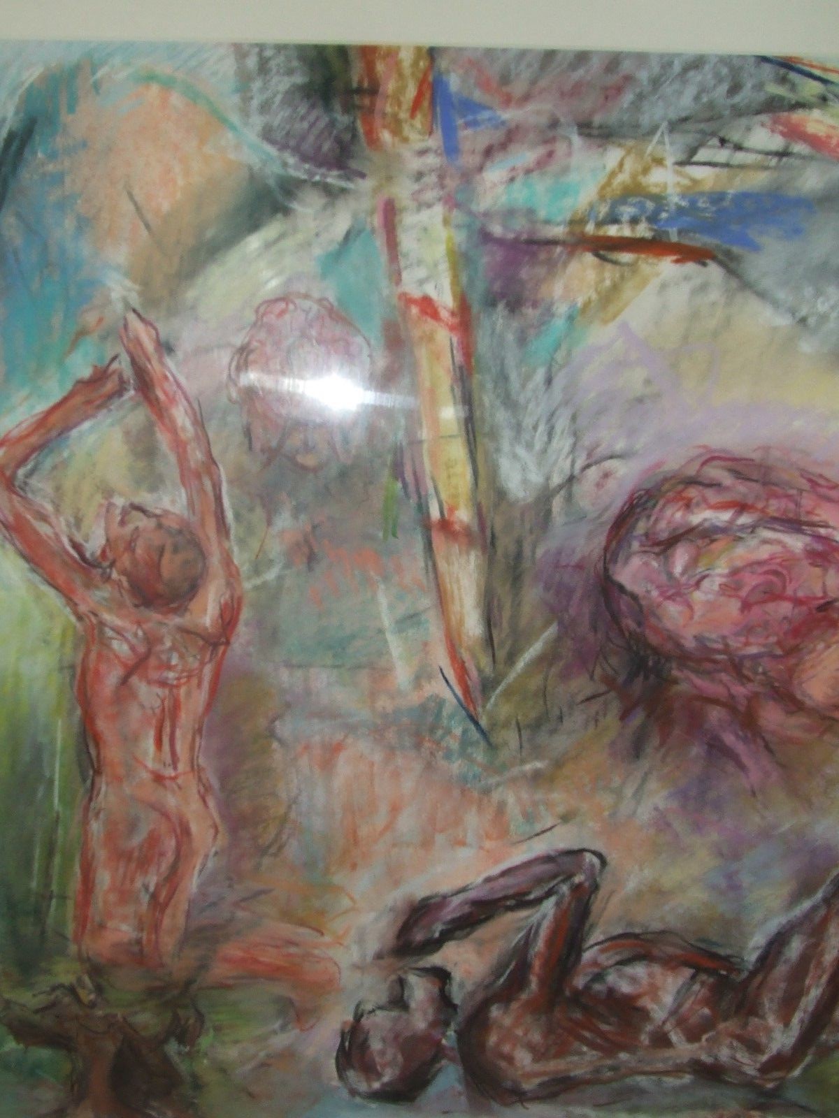 Huge Tortured Souls Framed Signed Pastel Painting by Listed Artist Suzanne Hodes
