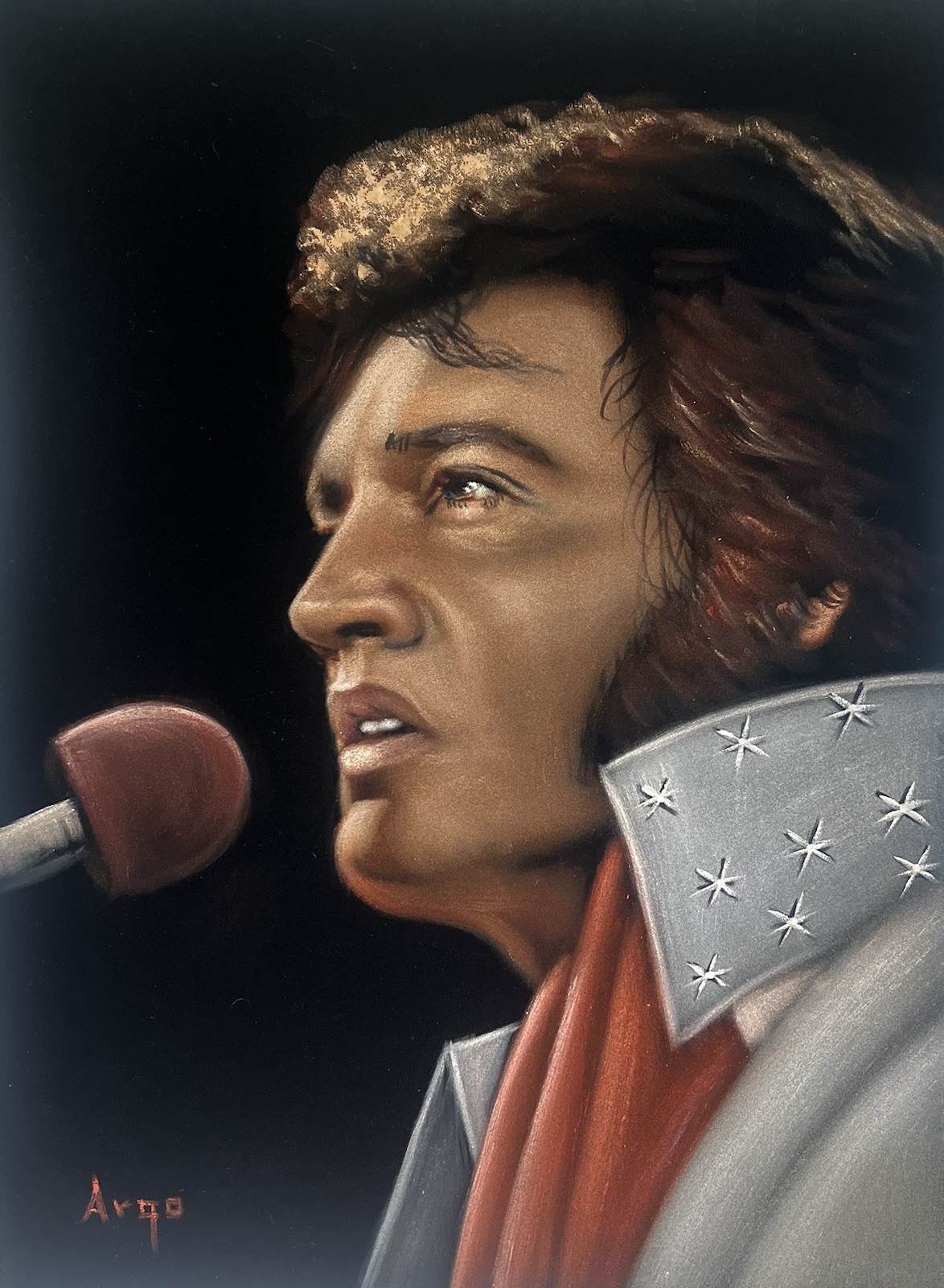Elvis Presley The king black velvet oil painting handpainted signed art