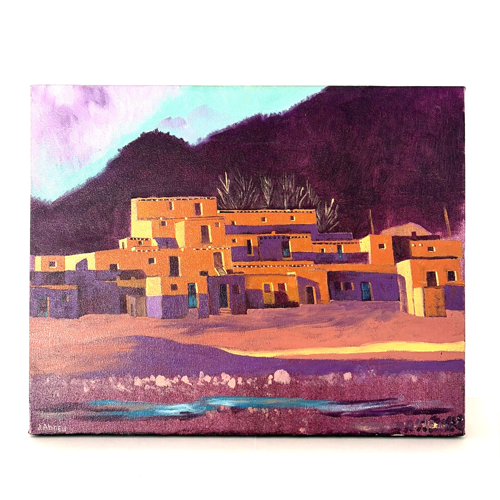 Vintage Modern Adobe Southwestern Painting 20×16″ Landscape signed