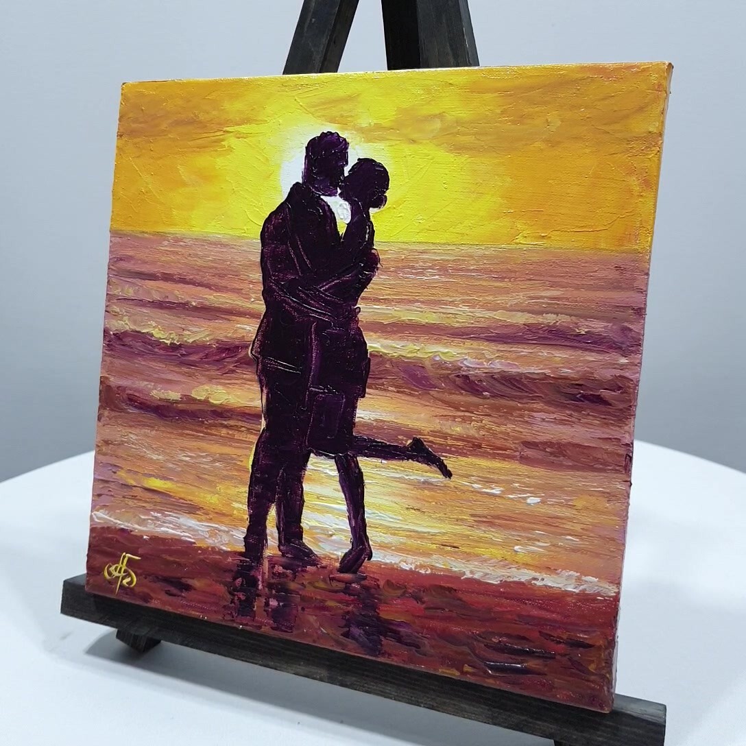 Ukraine Artist Twilight Romance Duet Original Oil Painting Gift Wall Art Decor