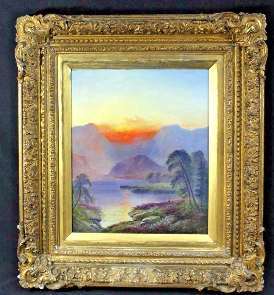 George Blackie Sticks 1843-1938 – Loch Achray – 1891 Oil On Canvas Painting