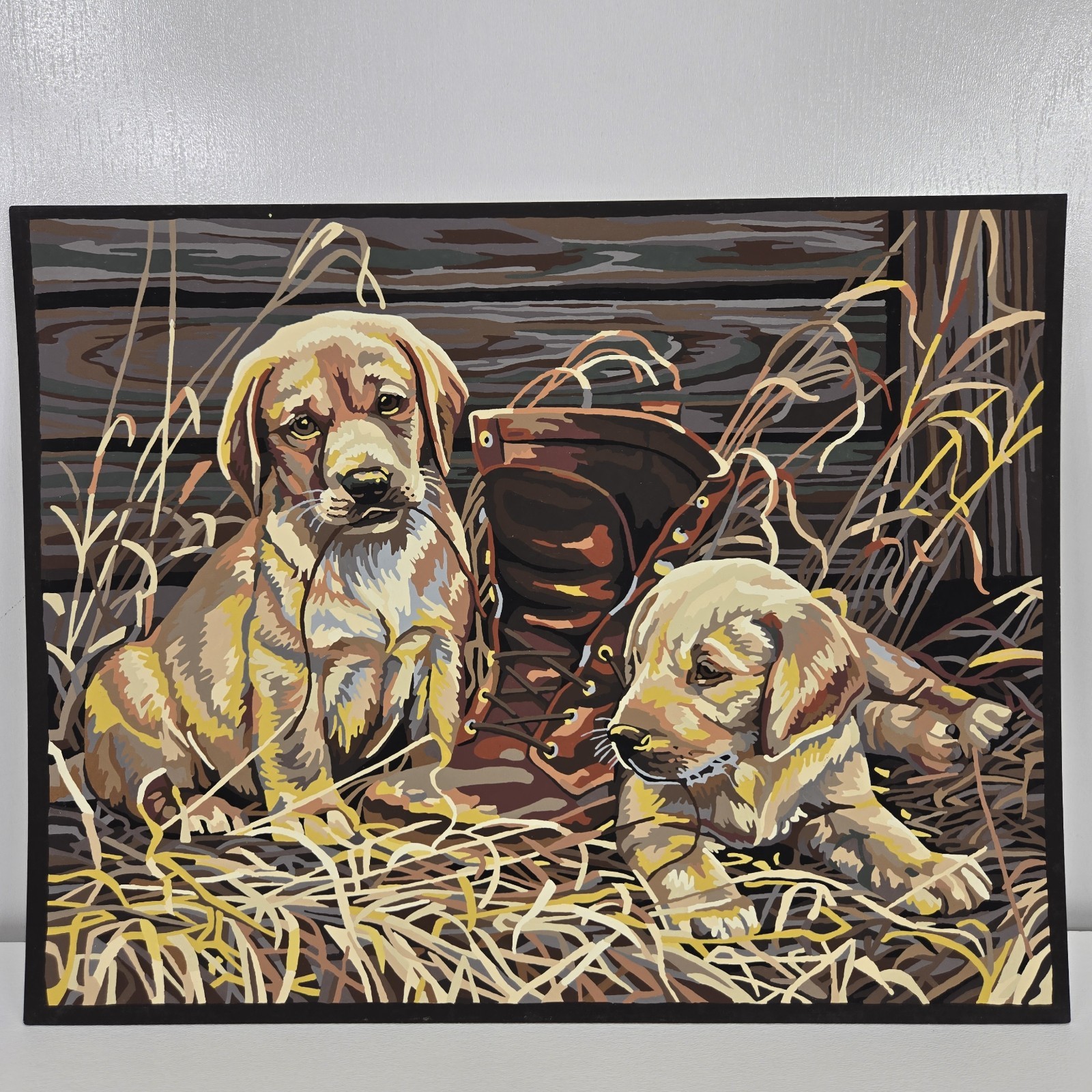 Puppies Plaything Finished Acrylic Painting Paint By Number 14 x 11 Boots Barn