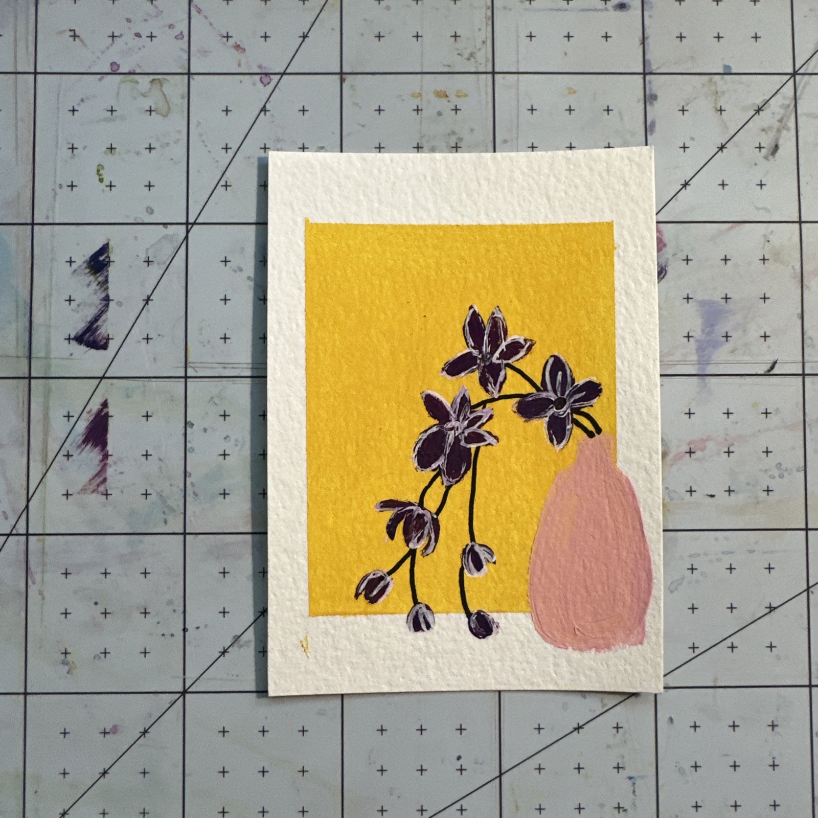 ACEO Original Art Card – Gouche Still Life – 1K to OK #080