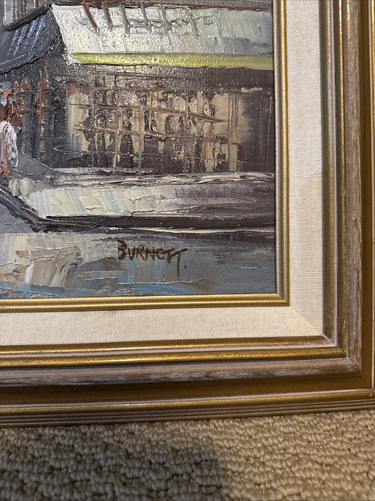 Caroline C Burnett Signed Oil Painting Paris Sacrė-Coeur Street Scene 25×21 MCM