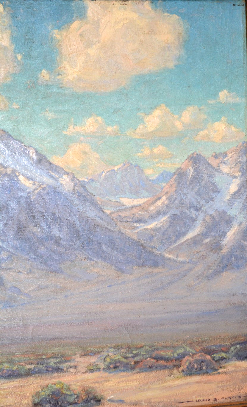 Beautiful desert and mountain landscape by artist Leland S. Curtis (1897 – 1989)