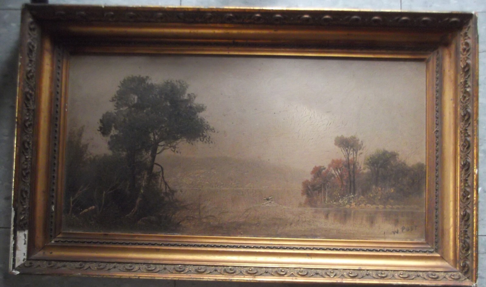WILLIAM MERRITT POST Signed W Post ANTIQUE LANDSCAPE ORIGINAL O/B rare