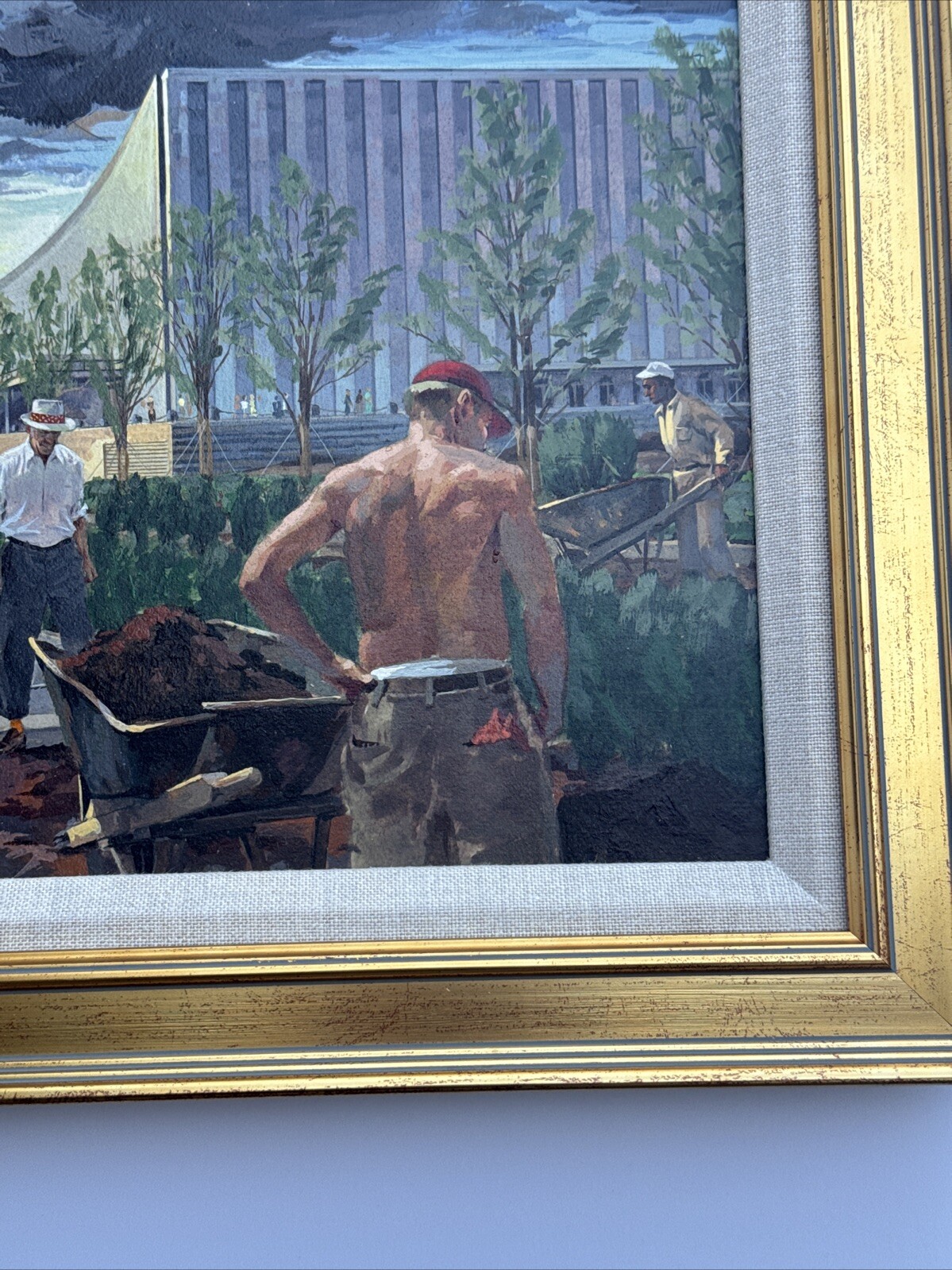INDUSTRIAL CITY PAINTING URBAN CONSTRUCTION ILLUSTRATION REGIONALISM WORKERS