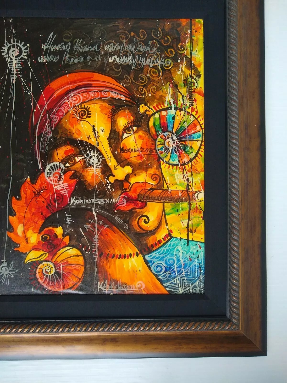 Signed Original Abstract Framed Painting on Canvas 29″ x 34″ – Modern Art